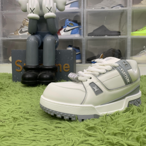 Louis Vuitton Men's White and Grey Trainers