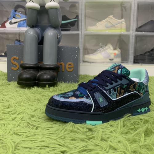 Louis Vuitton LV Trainer Marine Navy Blue Crystal 1AARGM